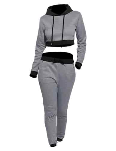 Crop Hoodies With Track Set